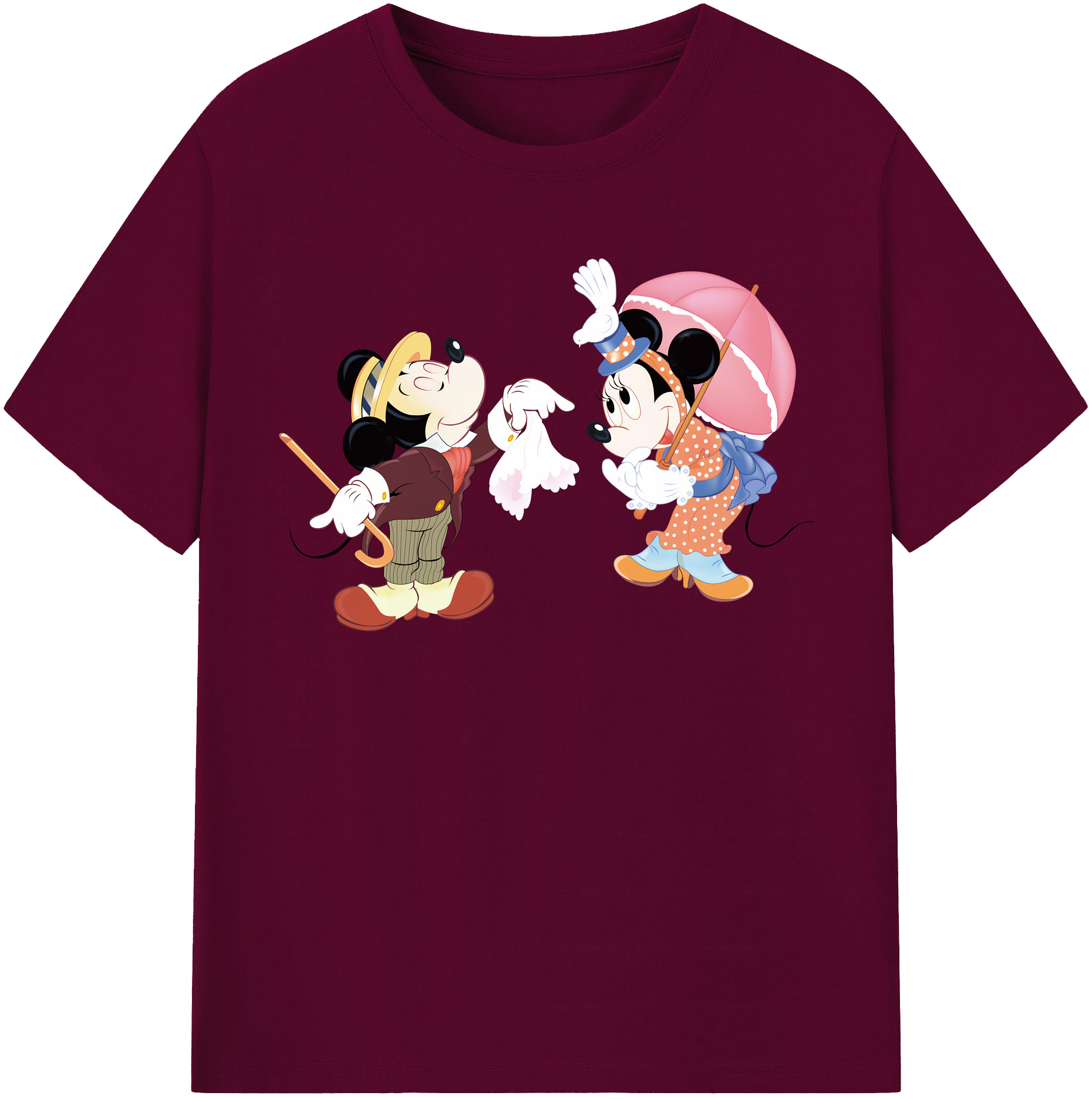 （画像用） ミッキーマウス Mickey Mouse レディースカジュアルプリントTシャツ（綿100％）